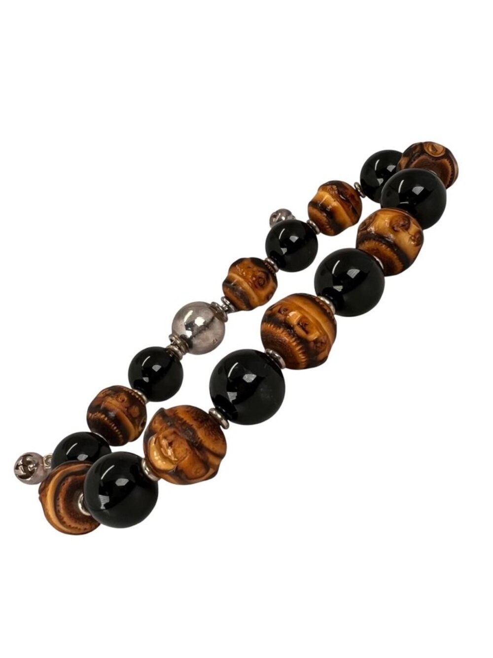 Gucci Bamboo Onyx Brown Black Bracelet Silver